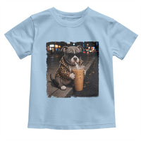 Funny Pitbull Drinking Coffee Toddler T Shirt Dog Meme Caffeine Graphic