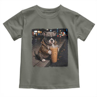 Funny Pitbull Drinking Coffee Toddler T Shirt Dog Meme Caffeine Graphic