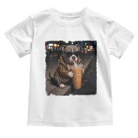 Funny Pitbull Drinking Coffee Toddler T Shirt Dog Meme Caffeine Graphic