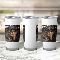 Funny Pitbull Drinking Coffee Tumbler Cup Dog Meme Caffeine Graphic