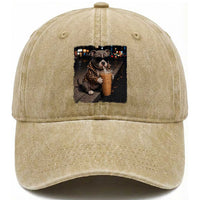 Funny Pitbull Drinking Coffee Washed Cotton Baseball Cap Dog Meme Caffeine Graphic