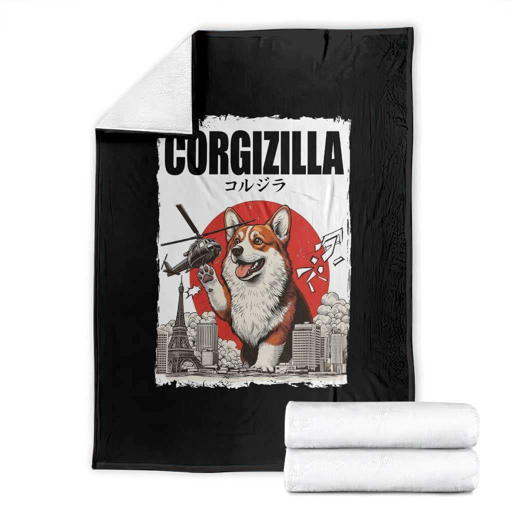 Corgizilla Giant Throw Blanket Funny Corgi Monster Roaring Tokyo Japan