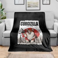 Corgizilla Giant Throw Blanket Funny Corgi Monster Roaring Tokyo Japan