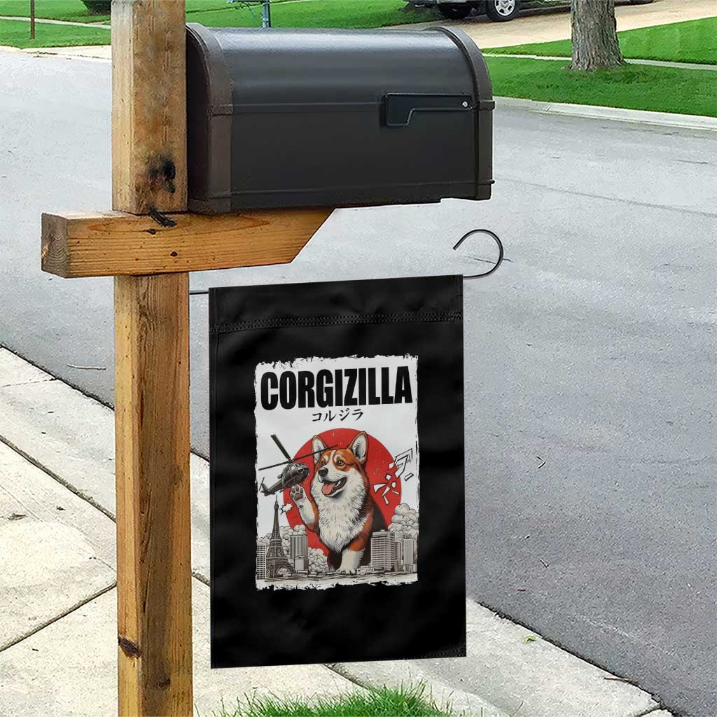 Corgizilla Giant Garden Flag Funny Corgi Monster Roaring Tokyo Japan