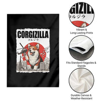 Corgizilla Giant Garden Flag Funny Corgi Monster Roaring Tokyo Japan