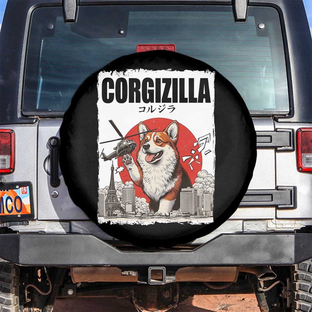 Corgizilla Giant Spare Tire Cover Funny Corgi Monster Roaring Tokyo Japan