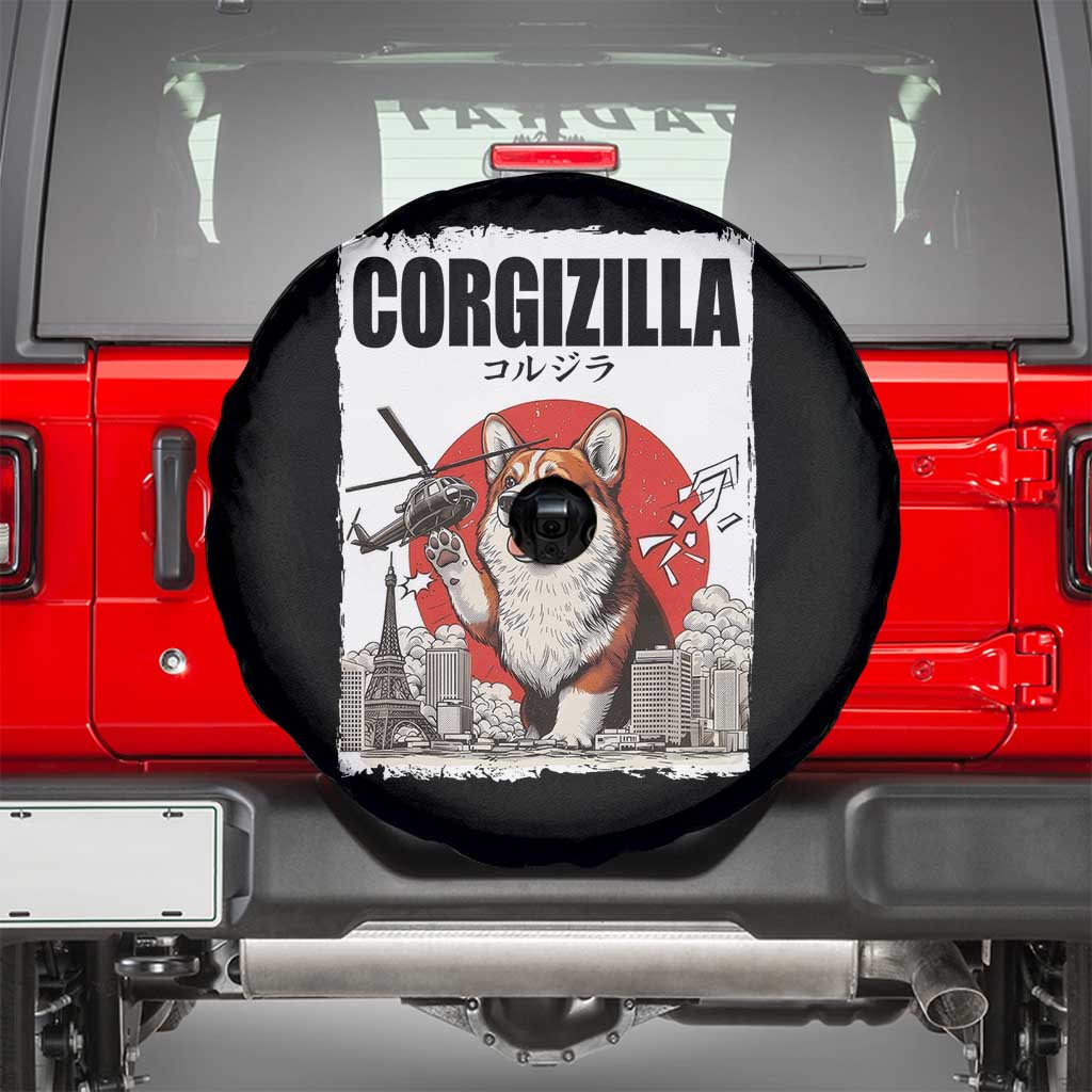 Corgizilla Giant Spare Tire Cover Funny Corgi Monster Roaring Tokyo Japan