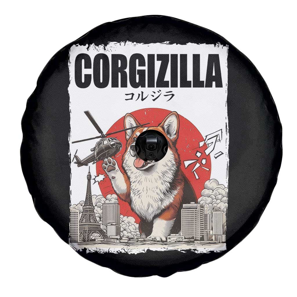 Corgizilla Giant Spare Tire Cover Funny Corgi Monster Roaring Tokyo Japan