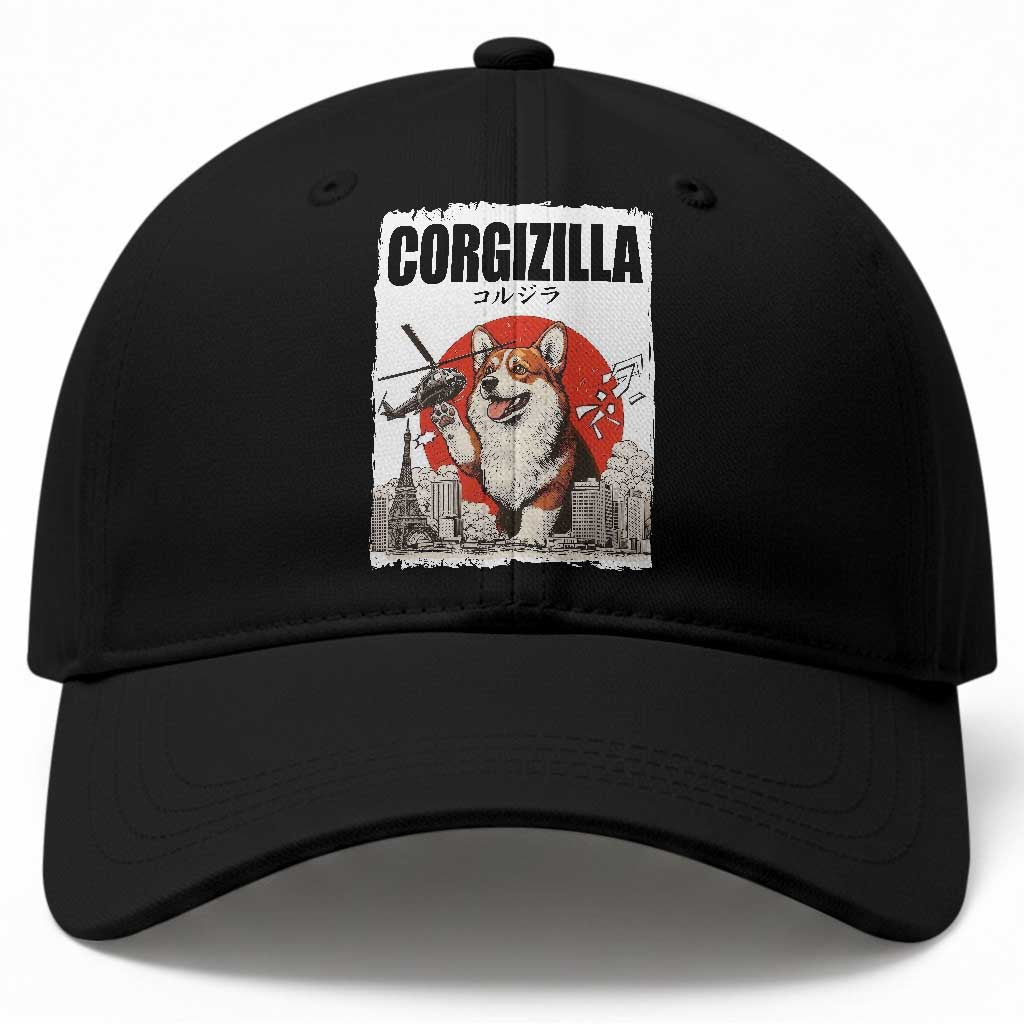 Corgizilla Giant Baseball Cap Funny Corgi Monster Roaring Tokyo Japan