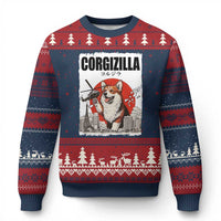 Corgizilla Giant Ugly Christmas Sweater Funny Corgi Monster Roaring Tokyo Japan
