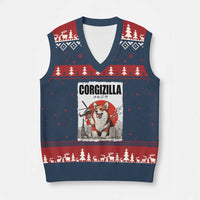 Corgizilla Giant V-Neck Knit Sweater Vest Funny Corgi Monster Roaring Tokyo Japan