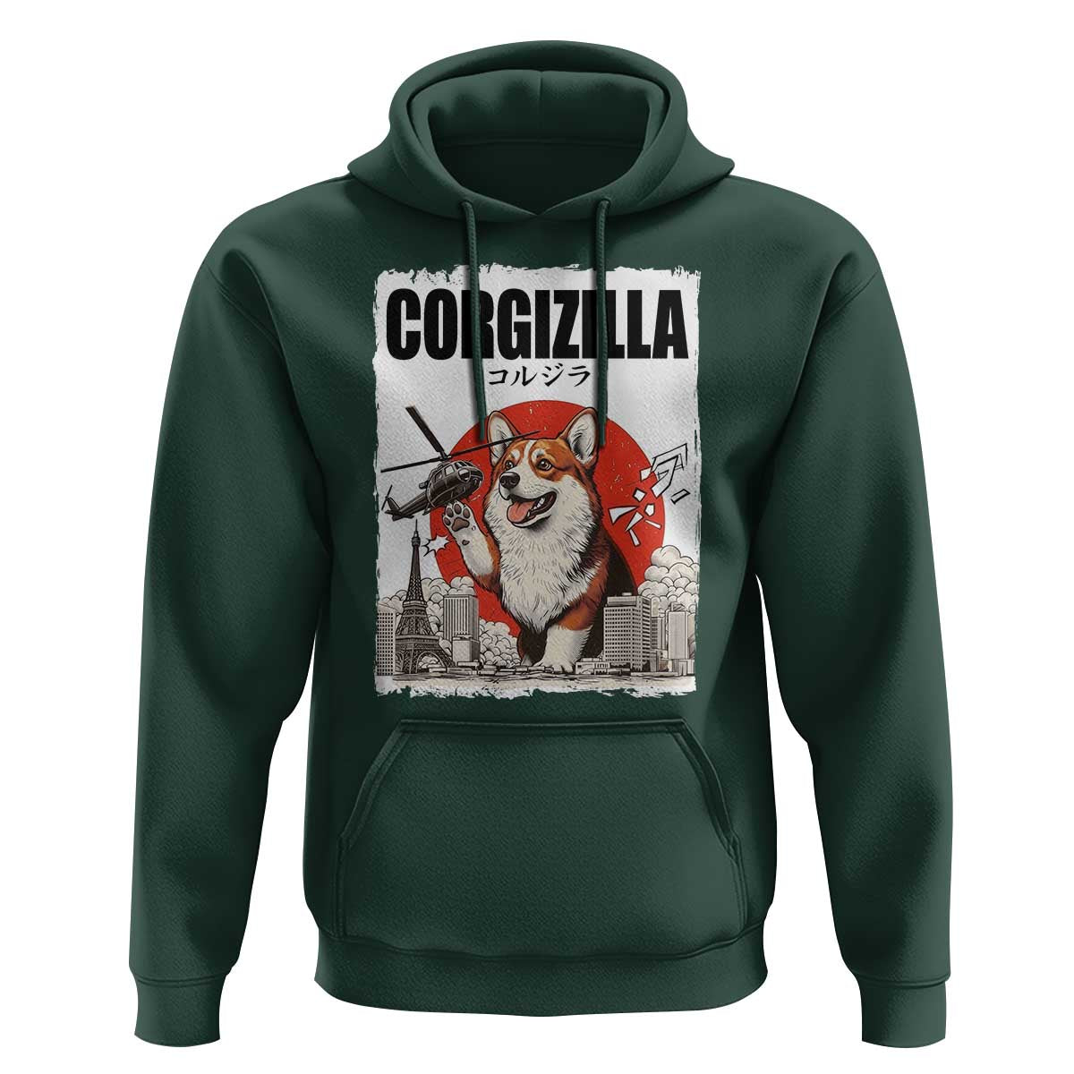 Corgizilla Giant Hoodie Funny Corgi Monster Roaring Tokyo Japan