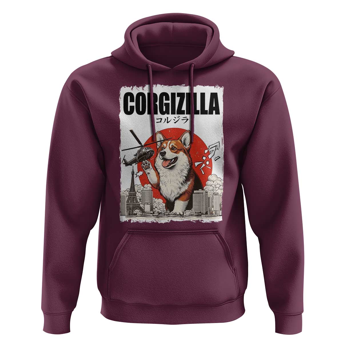 Corgizilla Giant Hoodie Funny Corgi Monster Roaring Tokyo Japan