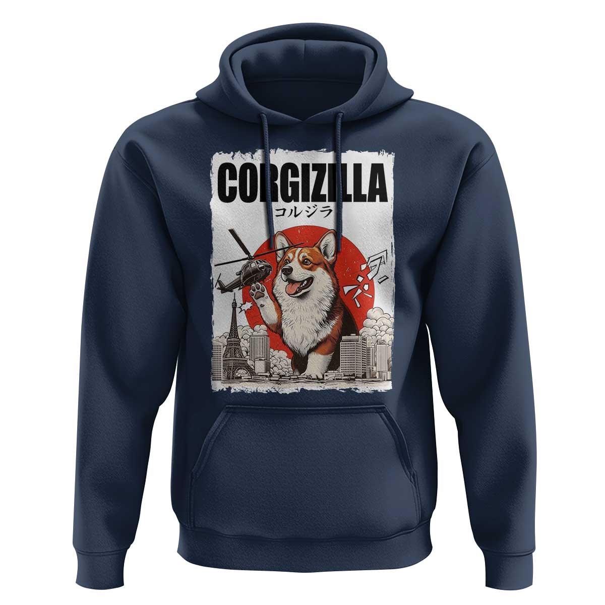Corgizilla Giant Hoodie Funny Corgi Monster Roaring Tokyo Japan