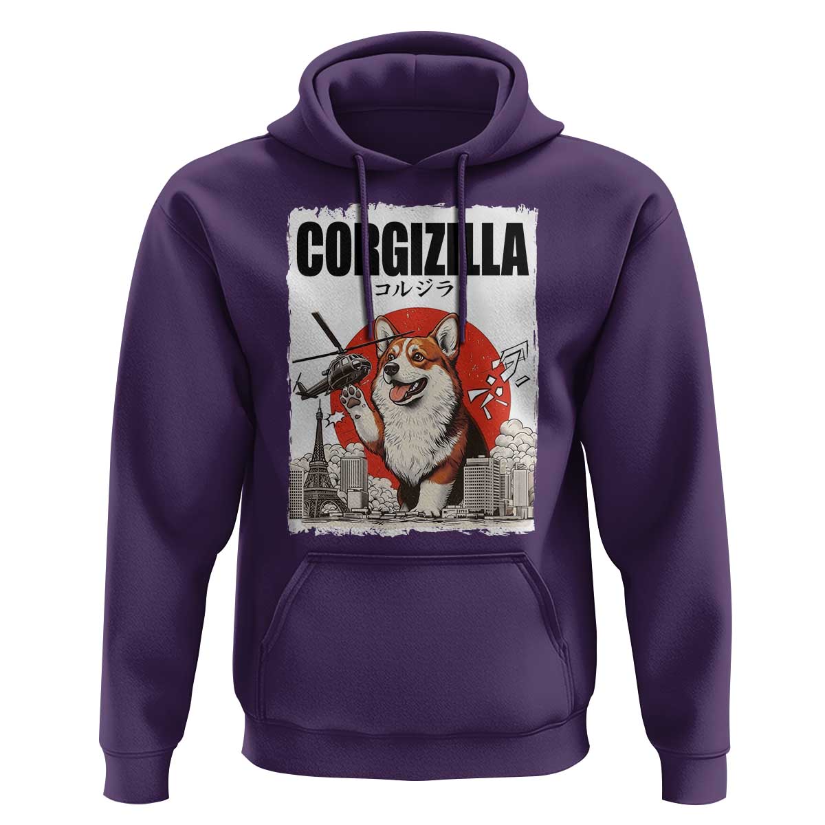 Corgizilla Giant Hoodie Funny Corgi Monster Roaring Tokyo Japan