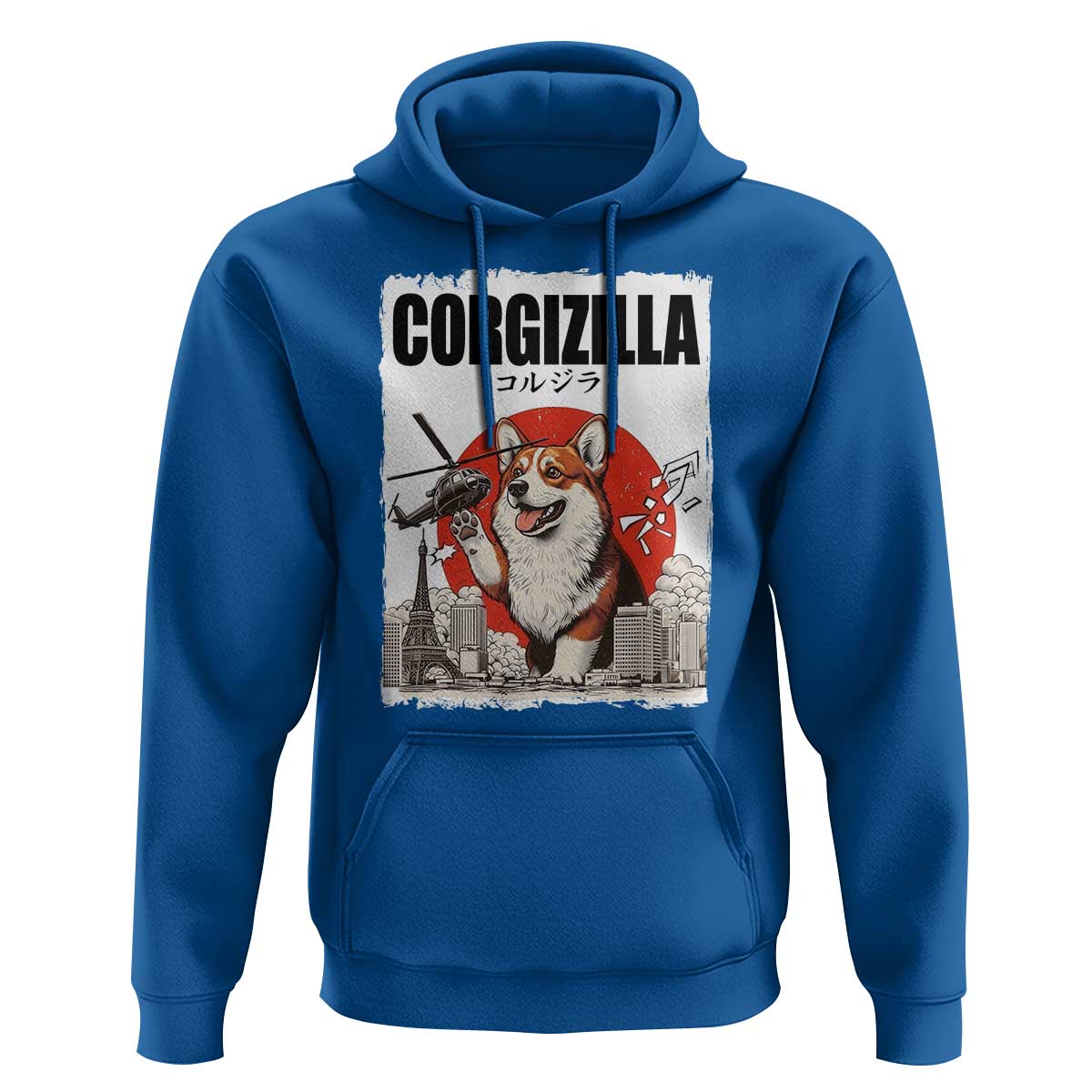 Corgizilla Giant Hoodie Funny Corgi Monster Roaring Tokyo Japan