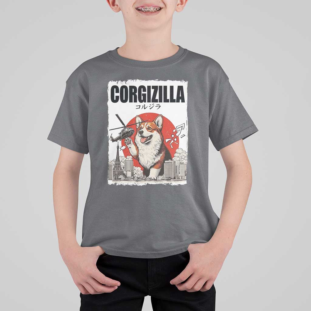 Corgizilla Giant T Shirt For Kid Funny Corgi Monster Roaring Tokyo Japan