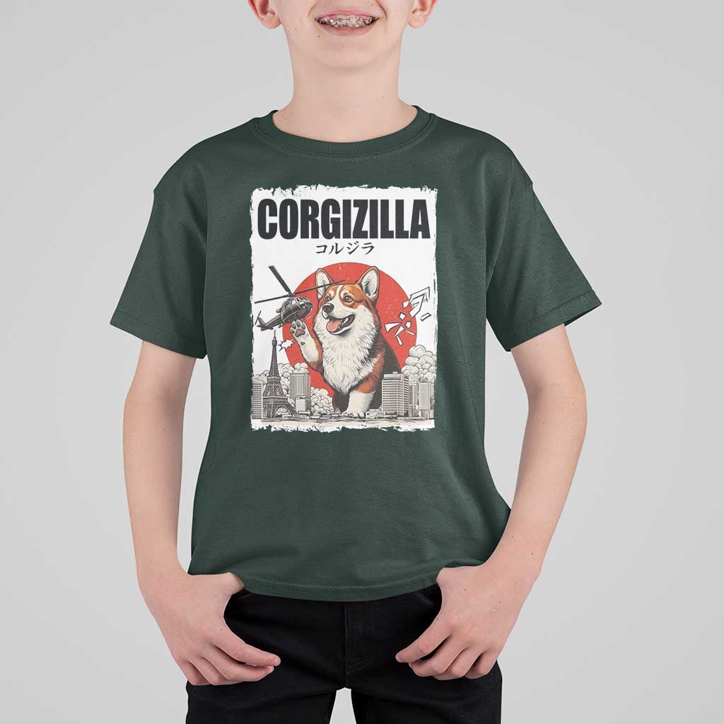 Corgizilla Giant T Shirt For Kid Funny Corgi Monster Roaring Tokyo Japan