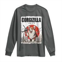 Corgizilla Giant Long Sleeve Shirt Funny Corgi Monster Roaring Tokyo Japan