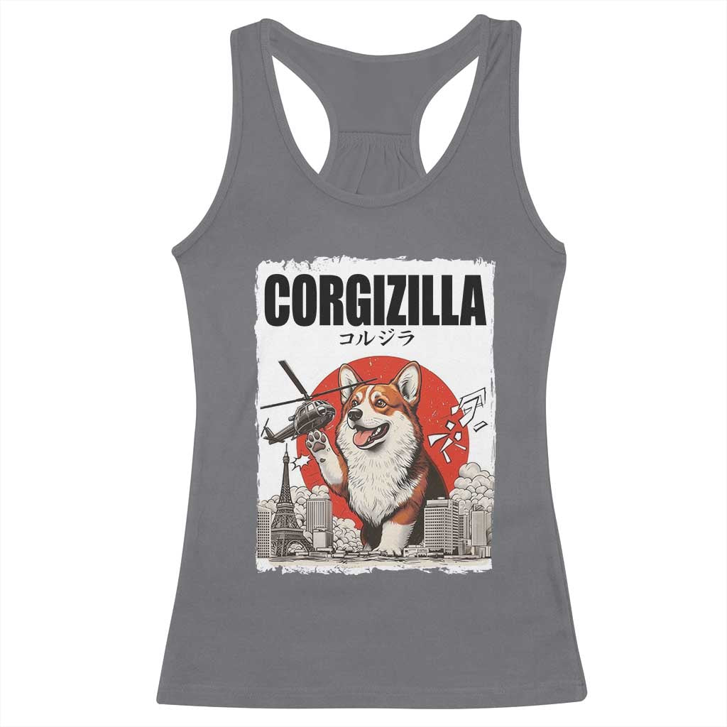 Corgizilla Giant Racerback Tank Top Funny Corgi Monster Roaring Tokyo Japan