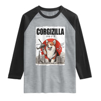 Corgizilla Giant Raglan Shirt Funny Corgi Monster Roaring Tokyo Japan