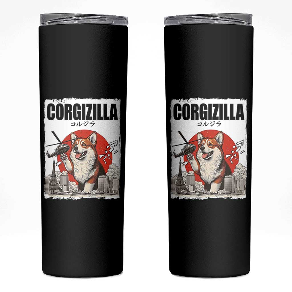 Corgizilla Giant Skinny Tumbler Funny Corgi Monster Roaring Tokyo Japan