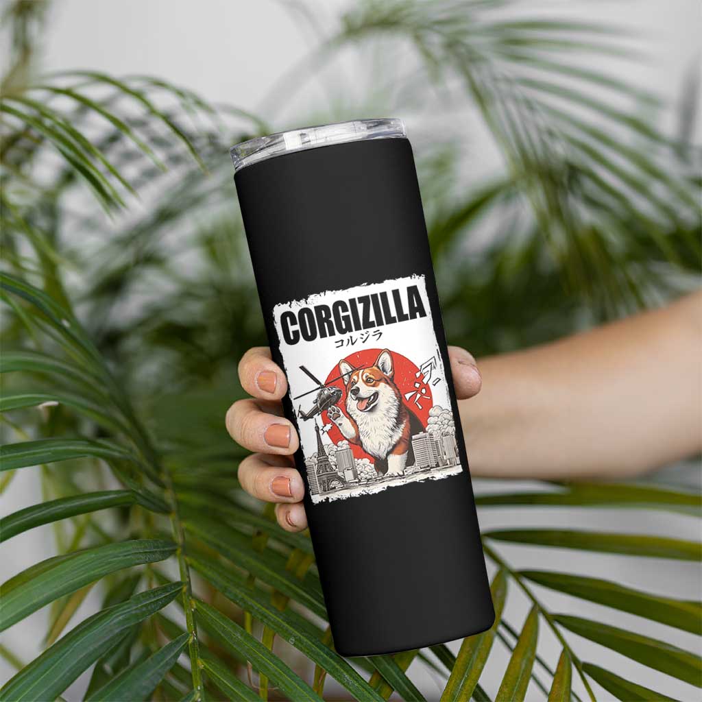 Corgizilla Giant Skinny Tumbler Funny Corgi Monster Roaring Tokyo Japan