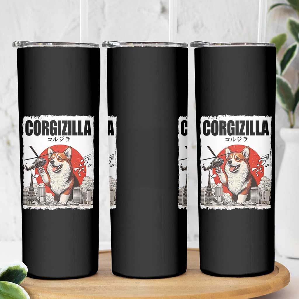 Corgizilla Giant Skinny Tumbler Funny Corgi Monster Roaring Tokyo Japan