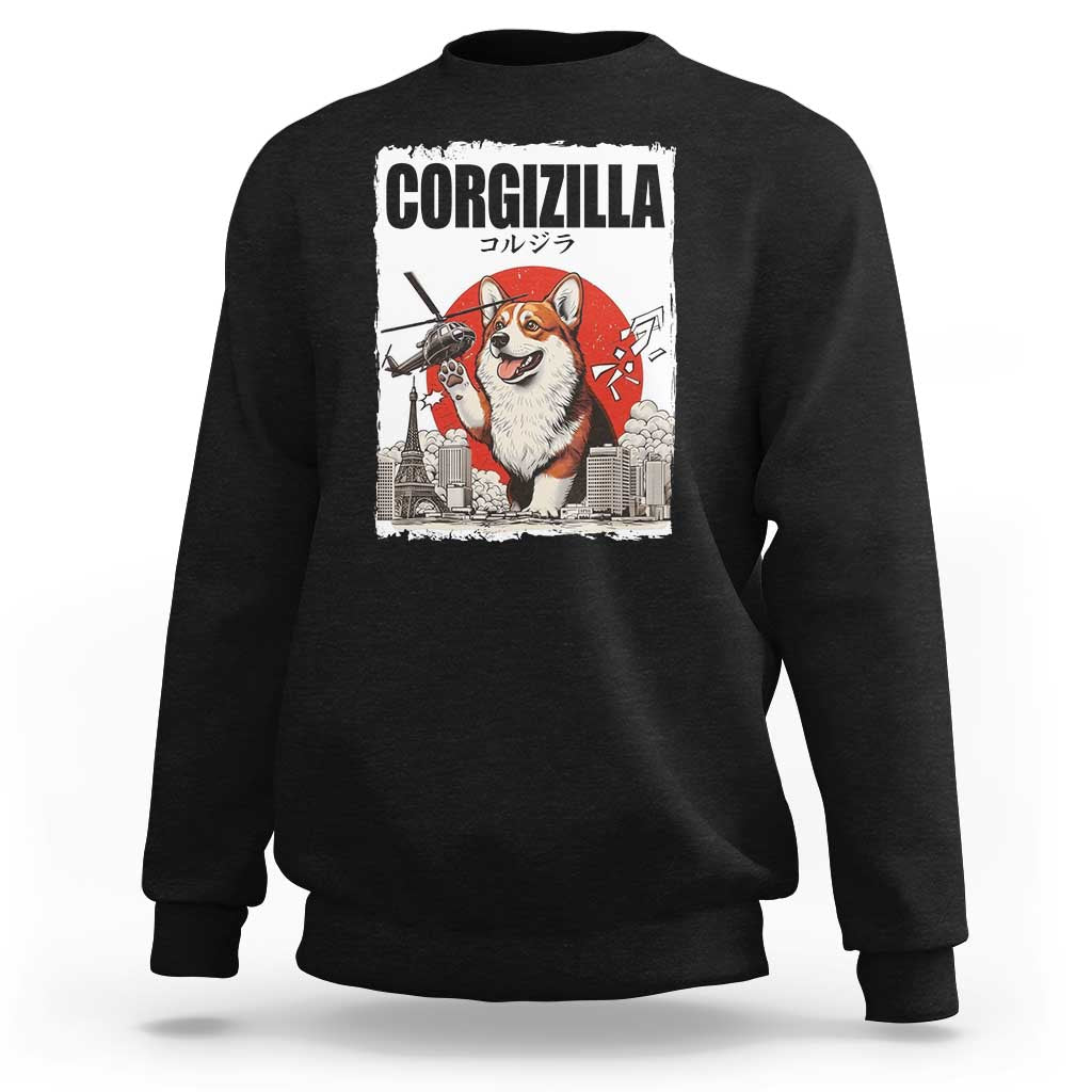 Corgizilla Giant Sweatshirt Funny Corgi Monster Roaring Tokyo Japan