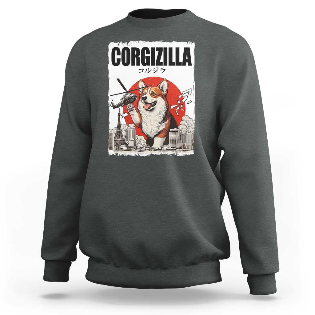 Corgizilla Giant Sweatshirt Funny Corgi Monster Roaring Tokyo Japan