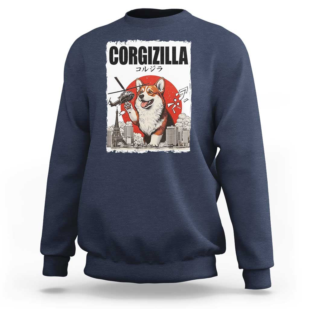 Corgizilla Giant Sweatshirt Funny Corgi Monster Roaring Tokyo Japan