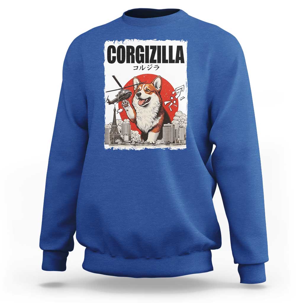 Corgizilla Giant Sweatshirt Funny Corgi Monster Roaring Tokyo Japan