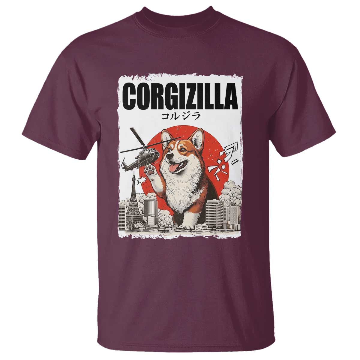 Corgizilla Giant T Shirt Funny Corgi Monster Roaring Tokyo Japan