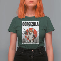 Corgizilla Giant T Shirt For Women Funny Corgi Monster Roaring Tokyo Japan