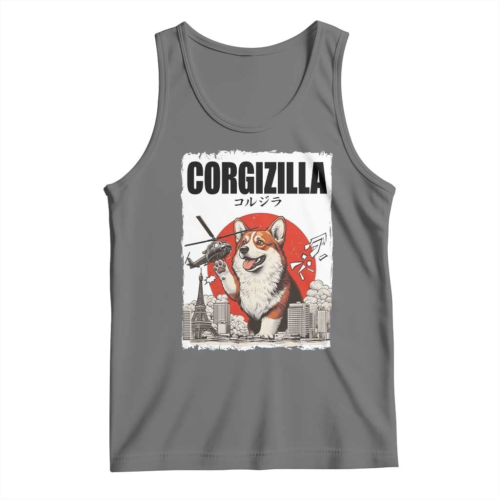 Corgizilla Giant Tank Top Funny Corgi Monster Roaring Tokyo Japan
