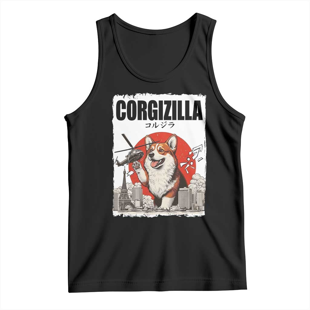Corgizilla Giant Tank Top Funny Corgi Monster Roaring Tokyo Japan