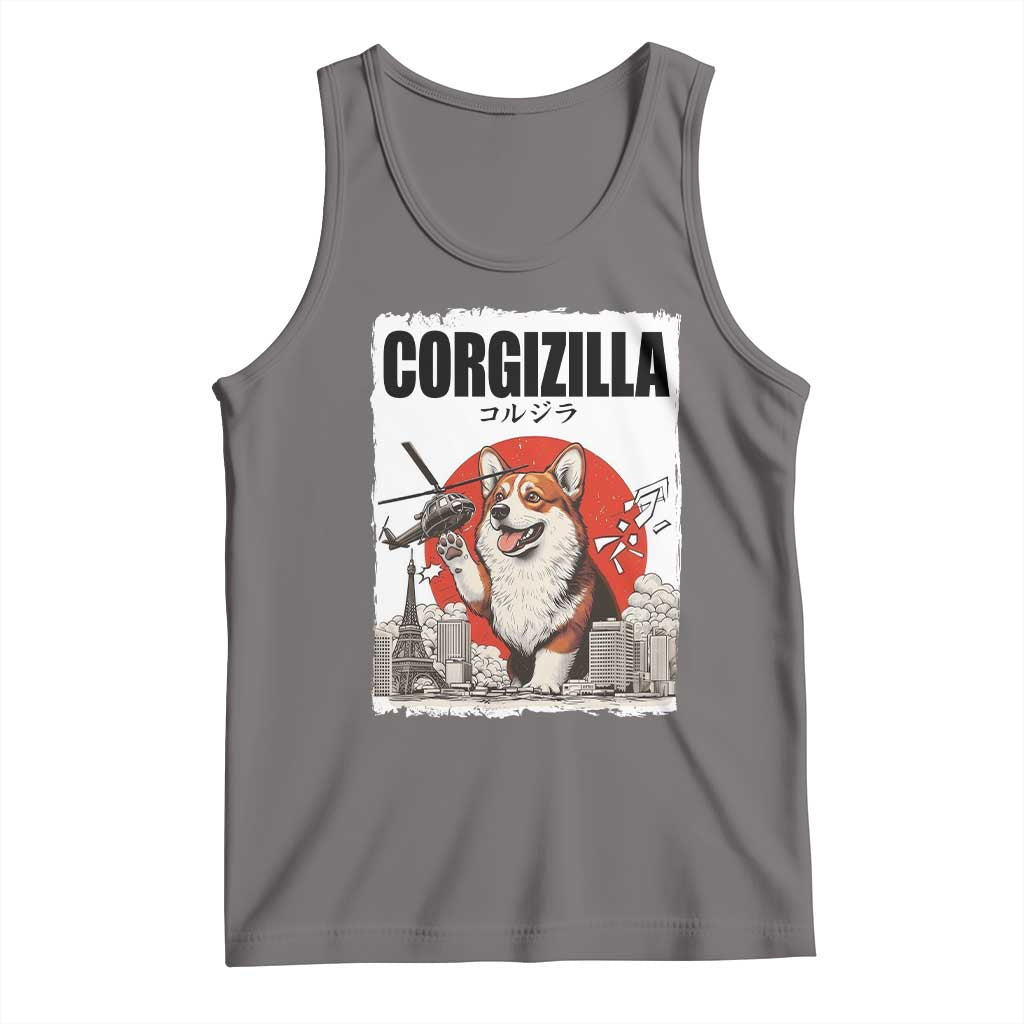 Corgizilla Giant Tank Top Funny Corgi Monster Roaring Tokyo Japan