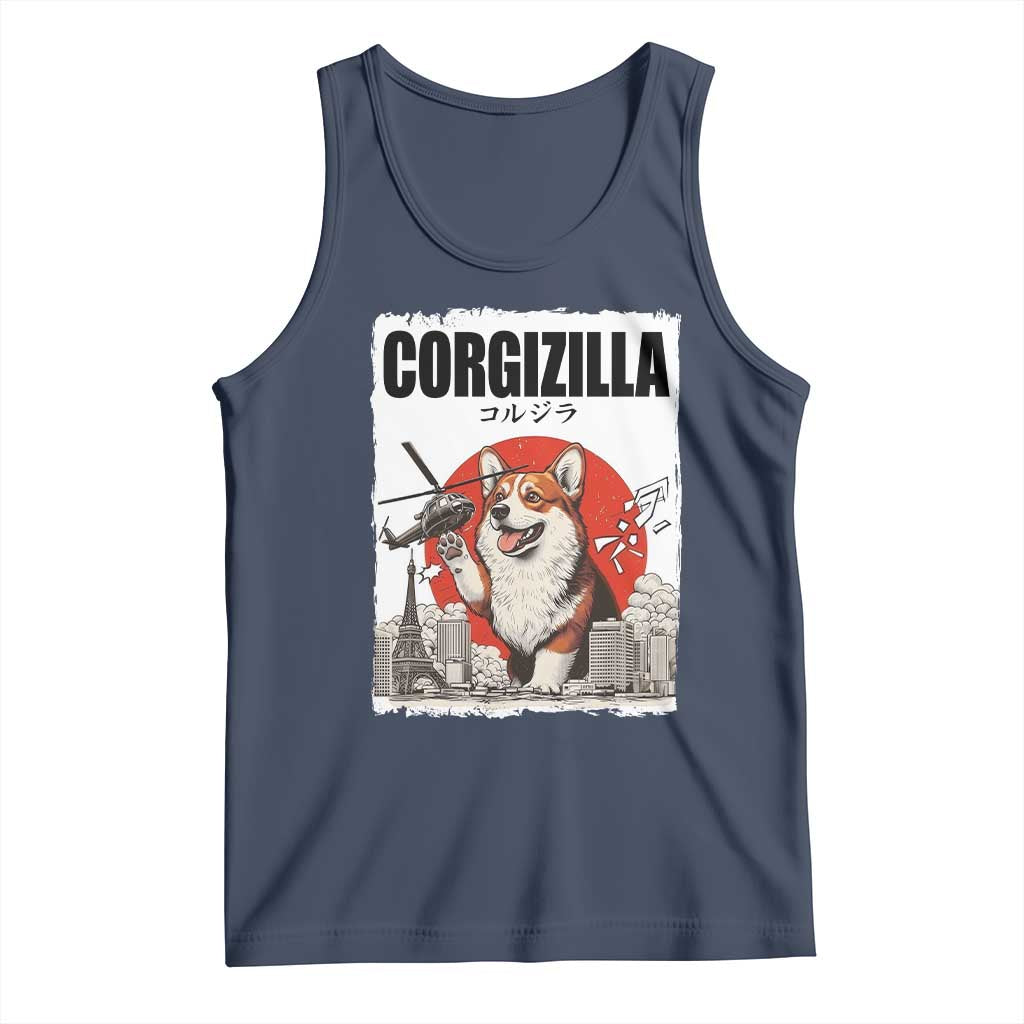 Corgizilla Giant Tank Top Funny Corgi Monster Roaring Tokyo Japan