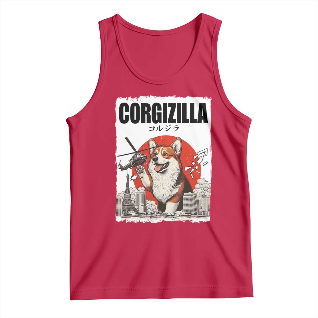 Corgizilla Giant Tank Top Funny Corgi Monster Roaring Tokyo Japan