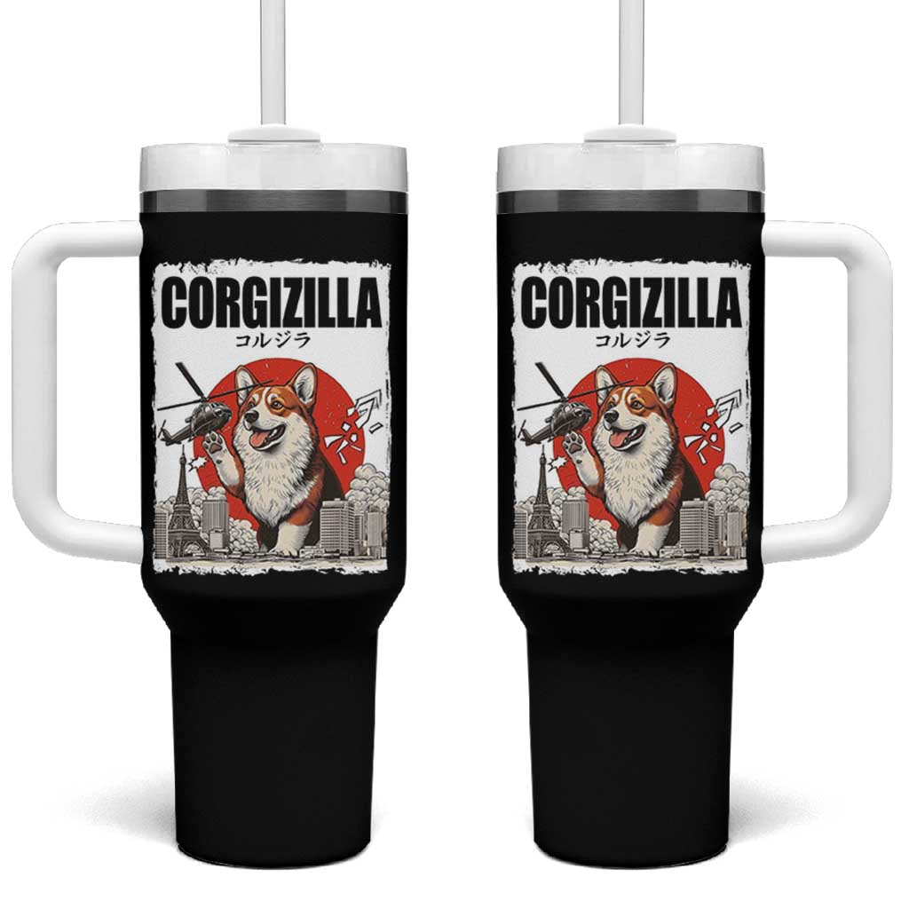 Corgizilla Giant Tumbler With Handle Funny Corgi Monster Roaring Tokyo Japan