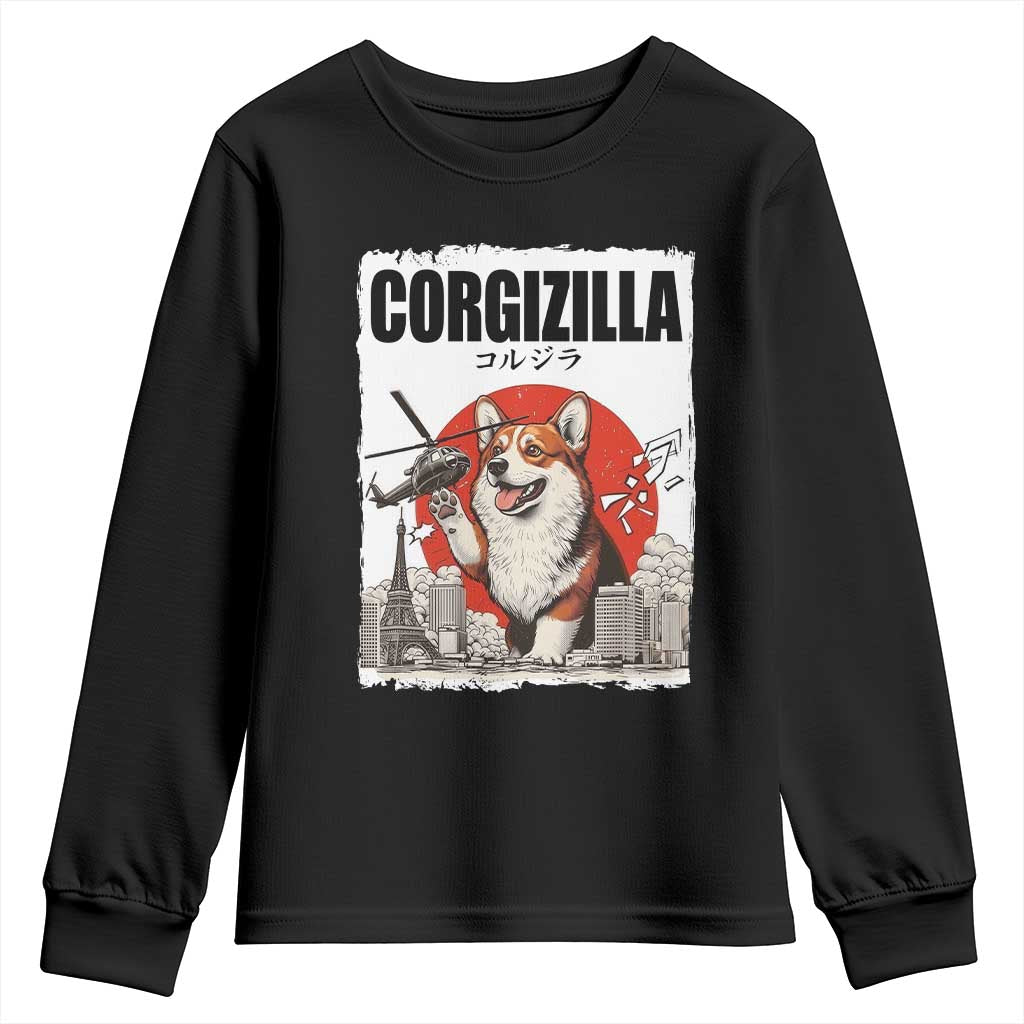 Corgizilla Giant Youth Sweatshirt Funny Corgi Monster Roaring Tokyo Japan