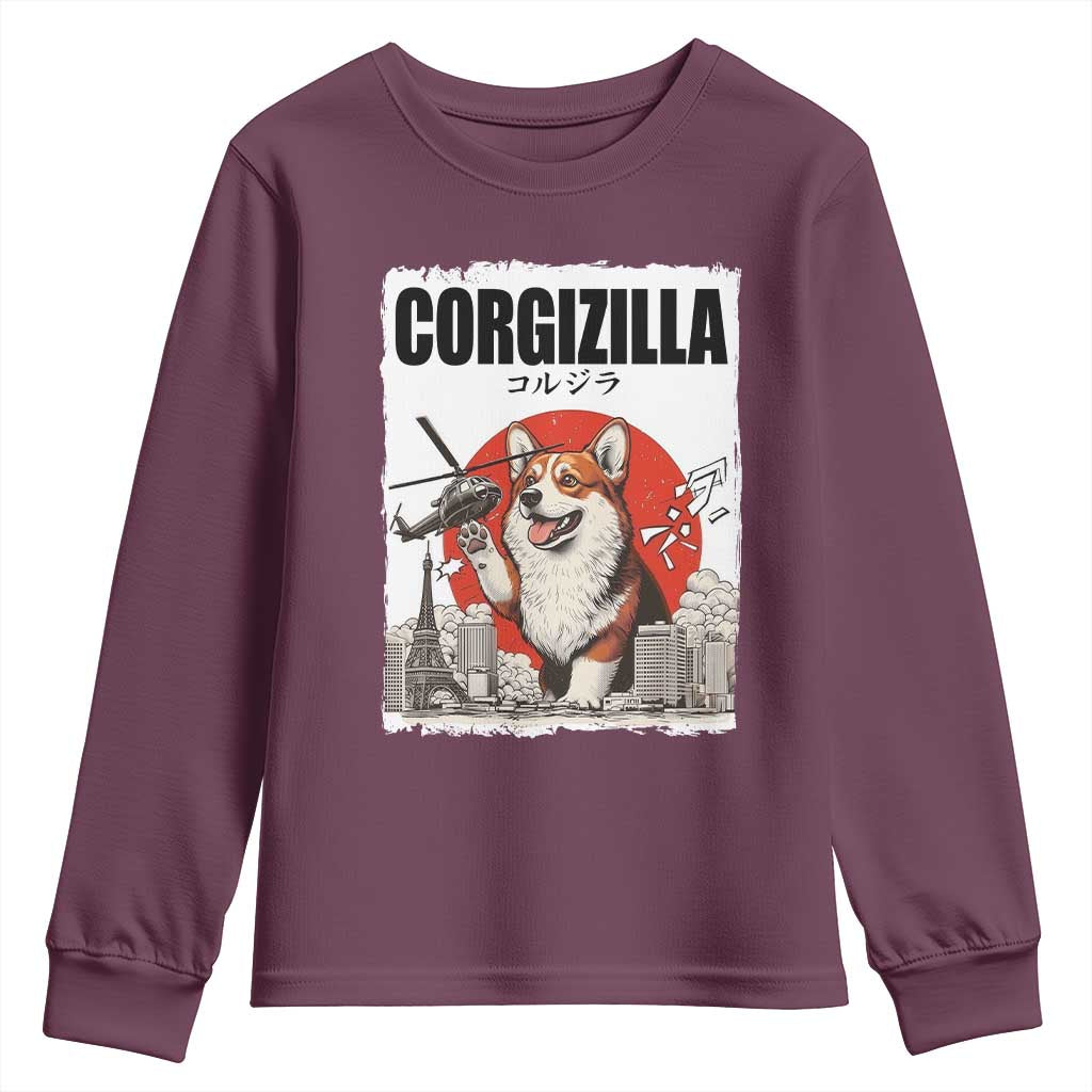 Corgizilla Giant Youth Sweatshirt Funny Corgi Monster Roaring Tokyo Japan