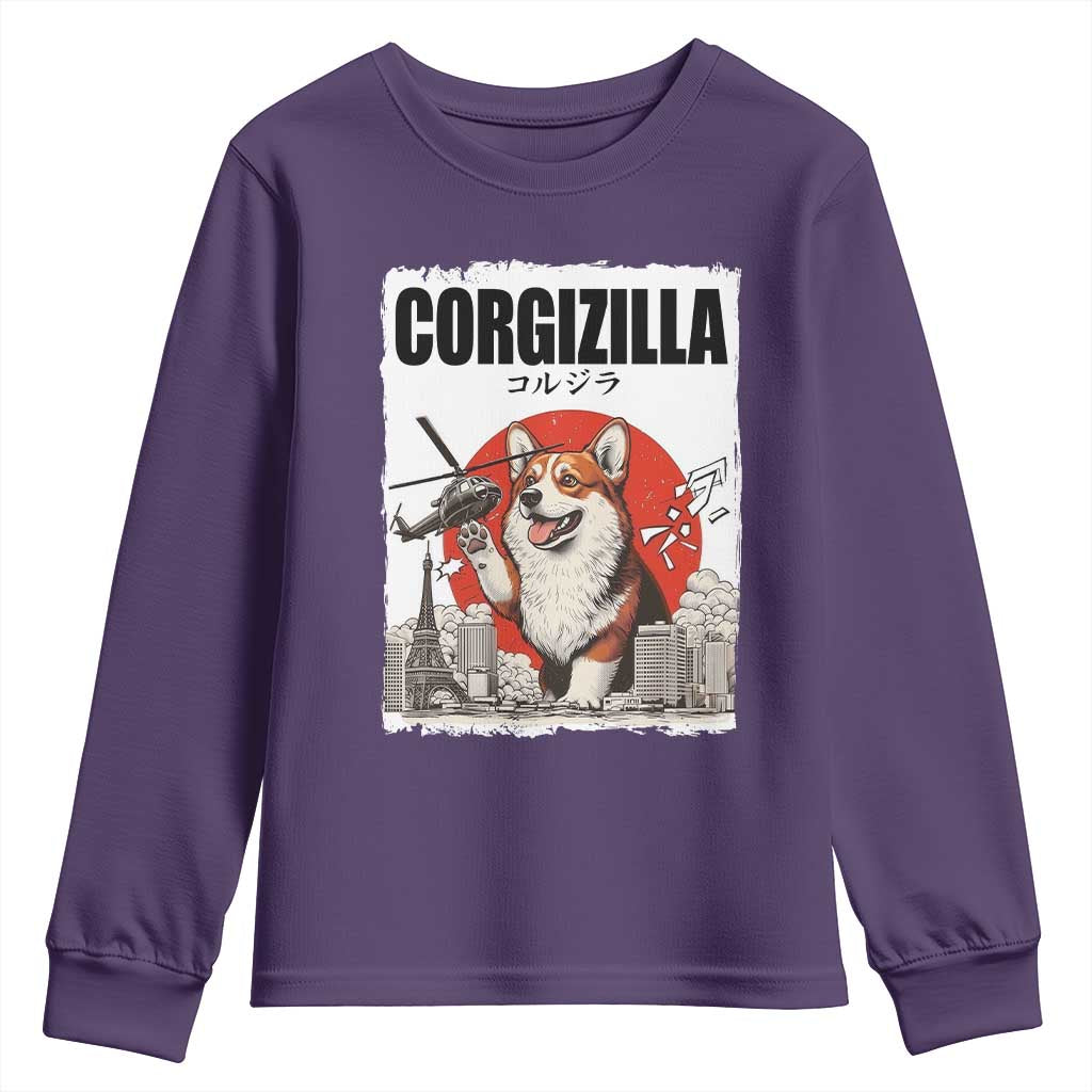 Corgizilla Giant Youth Sweatshirt Funny Corgi Monster Roaring Tokyo Japan