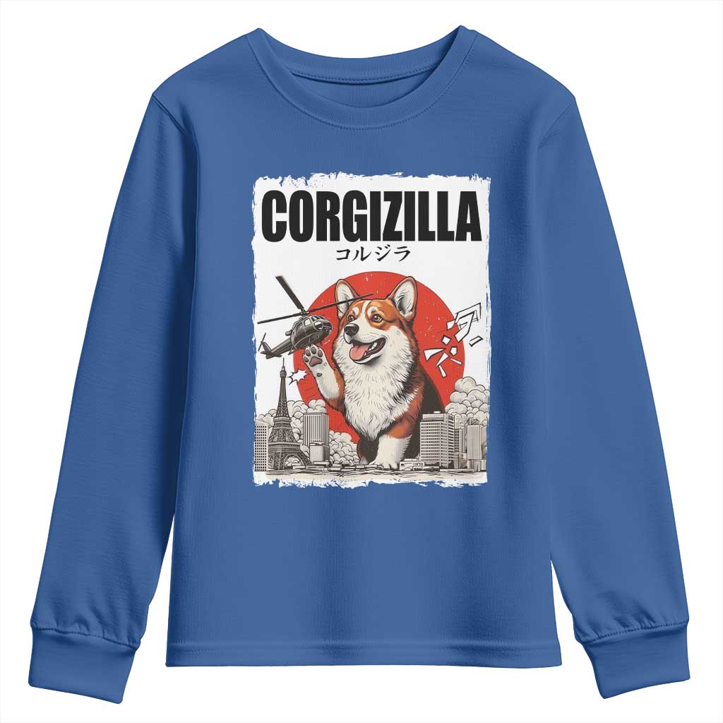 Corgizilla Giant Youth Sweatshirt Funny Corgi Monster Roaring Tokyo Japan