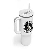 Funny Skeleton Mom Quote Tumbler With Handle Good Moms Say Bad Words