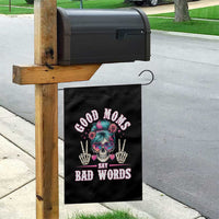 Skeleton Messy Bun Mom Garden Flag Good Moms Say Bad Words