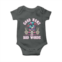 Skeleton Messy Bun Mom Baby Onesie Good Moms Say Bad Words