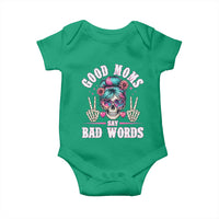 Skeleton Messy Bun Mom Baby Onesie Good Moms Say Bad Words