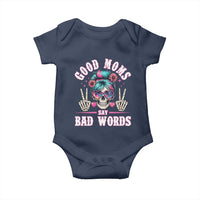 Skeleton Messy Bun Mom Baby Onesie Good Moms Say Bad Words