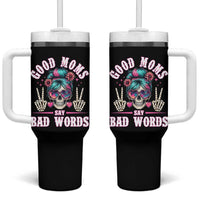 Skeleton Messy Bun Mom Tumbler With Handle Good Moms Say Bad Words